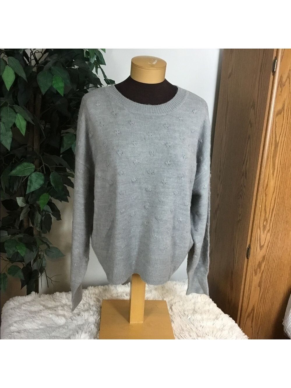 Vylette Bauble stitch heather gray sweater jrs. XXL NWT